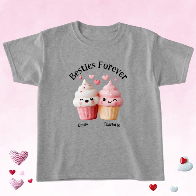 Kawaii Cupcake Besties with Hearts T-Shirt (Creator Uploaded)