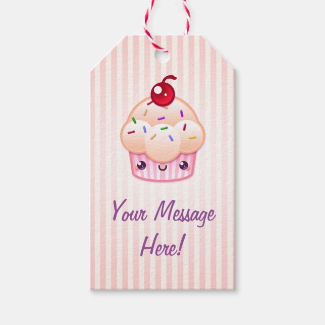 Kawaii Cupcake (Custom Text) Gift Tags (Front)