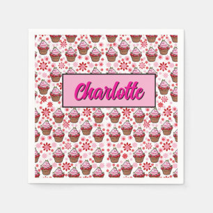 Kawaii Cupcake Design – Cute Dessert Illustration  Napkin