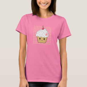 Kawaii Cupcake in Polka Dots T-Shirt