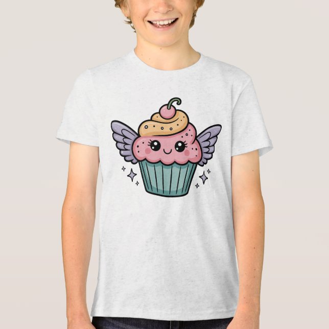  Kawaii Cupcake Kids Tri-Blend Shirt (Front)