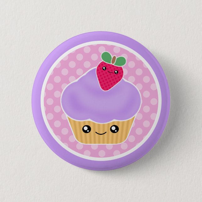 Kawaii Cupcake Strawberry 6 Cm Round Badge (Front)