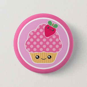 Kawaii Cupcake Strawberry 6 Cm Round Badge