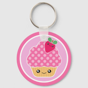 Kawaii Cupcake Strawberry Keychain