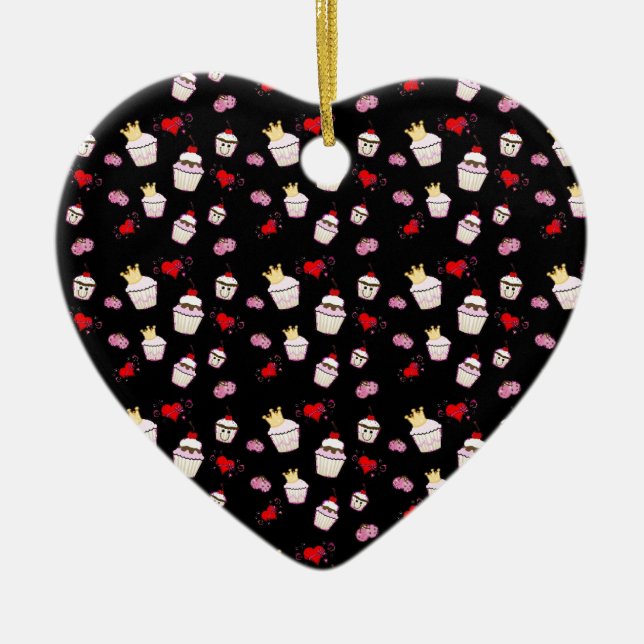Kawaii Cupcakes Pattern accessories Ceramic Tree Decoration (Front)