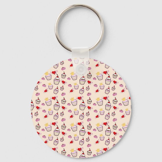 Kawaii Cupcakes Pattern accessories Key Ring (Front)