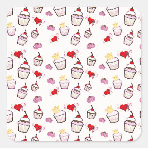 Kawaii Cupcakes Pattern accessories Square Sticker