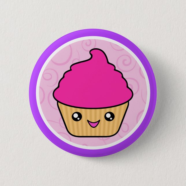 Kawaii Cuppy Cake Pink Cupcake 6 Cm Round Badge (Front)