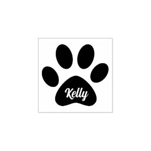 Kawaii Custom Pet Name Paw Print Signature Rubber Stamp