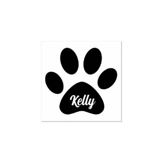 Kawaii Custom Pet Name Paw Print Signature Rubber Stamp