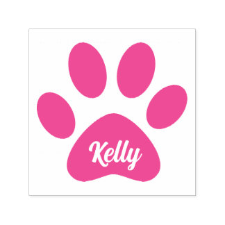Kawaii Custom Pet Name Paw Print Signature Self-inking Stamp