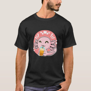 Kawaii Cute Anime Axolotl Boba Tea Bubble Milk Tea T-Shirt
