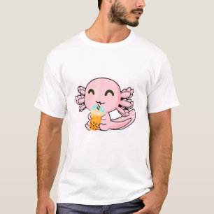 Kawaii Cute Anime Axolotl Boba Tea Bubble Milk Tea T-Shirt