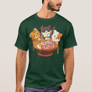Kawaii Cute Anime Cats Otaku Japanese Ramen Noodle T-Shirt