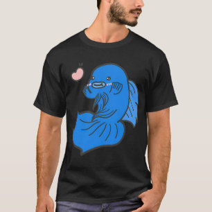 Kawaii Cute Anime Funny Betta Fish - Blue T-Shirt
