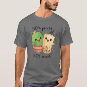 Kawaii Cute Anime Otaku Japanese Boba Tea Cactus S T-Shirt