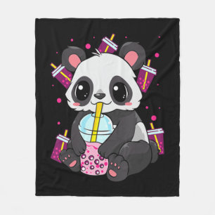 Kawaii Cute Anime Panda Boba Bubble Tea Otaku Men  Fleece Blanket