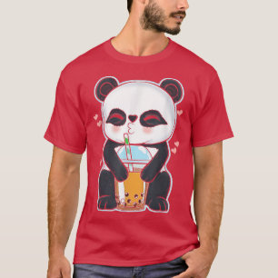 Kawaii Cute Anime Panda Boba Bubble Tea Otaku Men  T-Shirt
