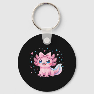 Kawaii Cute Axolotl Coquette Bow Women Girls Kids Key Ring
