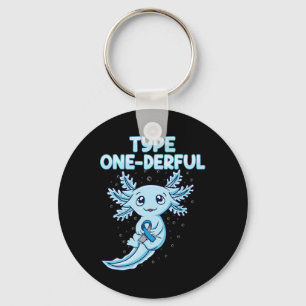 Kawaii Cute Axolotl Type Onederful T1d Diabetes Aw Key Ring