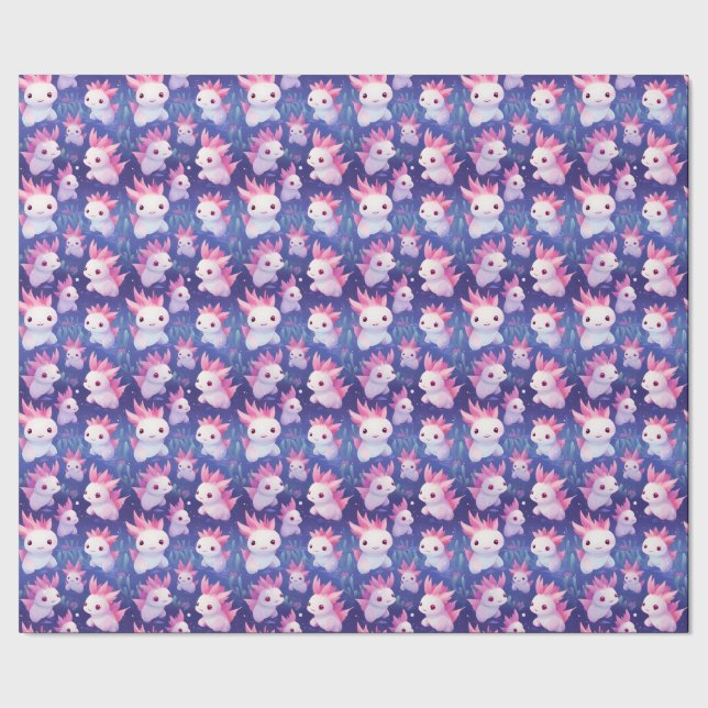 Kawaii Cute Baby Axolotls Wrapping Paper (Seam)