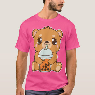 Kawaii Cute Boba Grizzly Bear Thai Ice Bubble Pear T-Shirt