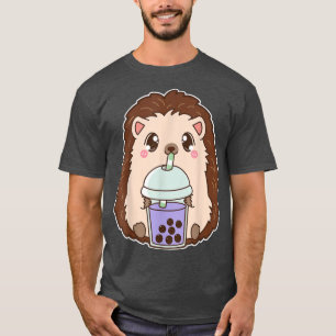 Kawaii Cute Boba Hedgehog Taro Ube Bubble Pearl Mi T-Shirt