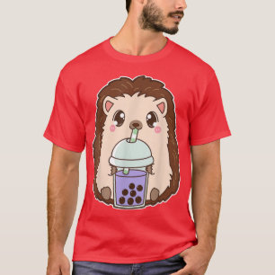 Kawaii Cute Boba Hedgehog Taro Ube Bubble Pearl Mi T-Shirt