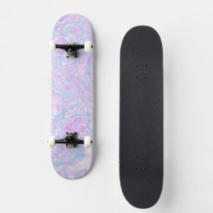 Kawaii Cute Boho Swirly Pastel Cotton Candy Marble Skateboard