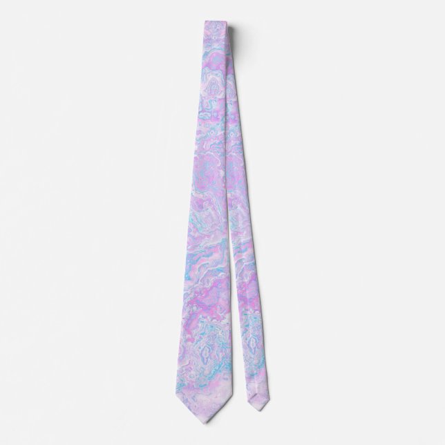 Kawaii Cute Boho Swirly Pastel Cotton Candy Marble Tie (Front)