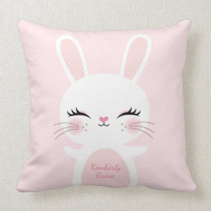 Kawaii Cute Bunny Rabbit Girl Nursery Room Cushion