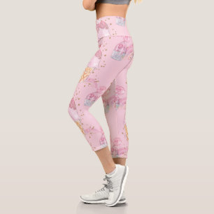 Kawaii Cute Cakes with Cherries – Pastel Purple Capri Leggings
