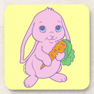 Kawaii Cute Cartoon Bunny Rabbit Carrot Coaster