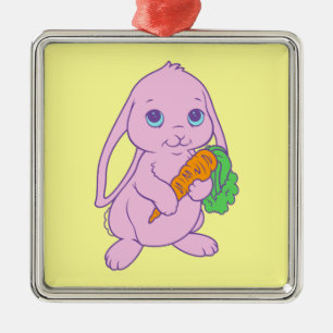 Kawaii Cute Cartoon Bunny Rabbit Carrot Metal Tree Decoration