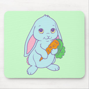 Kawaii Cute Cartoon Bunny Rabbit Carrot Mouse Pad