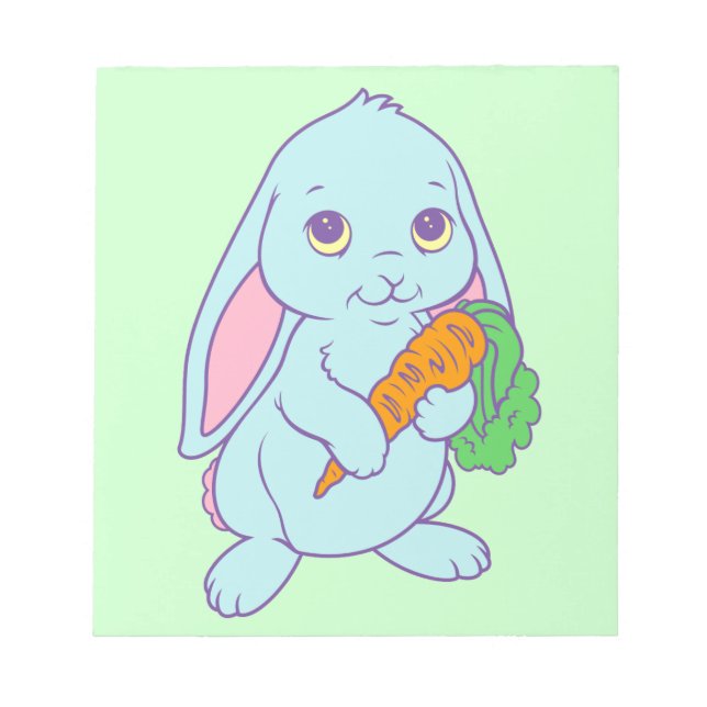 Kawaii Cute Cartoon Bunny Rabbit Carrot Notepad (Front)