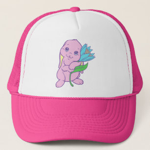 Kawaii Cute Cartoon Bunny Rabbit Flower Trucker Hat