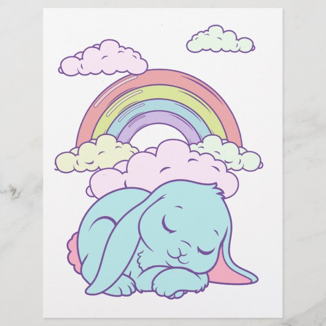 Kawaii Cute Cartoon Bunny Rabbit Rainbow (Front)