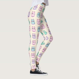Kawaii Cute Cats Pastel Aesthetic Pattern Leggings