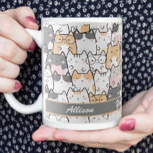 Kawaii Cute Cats Pattern Personalised 