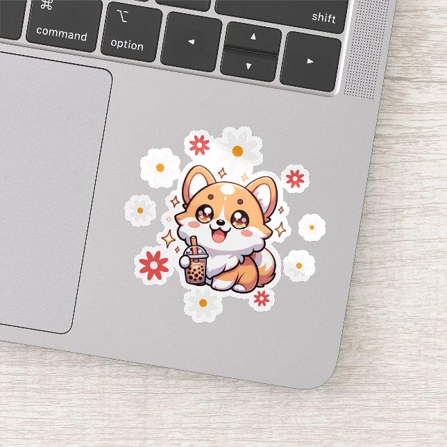 Kawaii Cute Corgi Boba Milk Tea (Detail)
