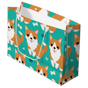 Kawaii Cute Corgi dog simple illustration pattern Large Gift Bag