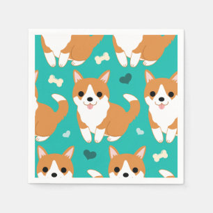 Kawaii Cute Corgi dog simple illustration pattern Napkin
