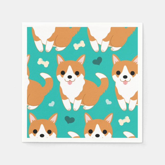 Kawaii Cute Corgi dog simple illustration pattern Napkin (Front)