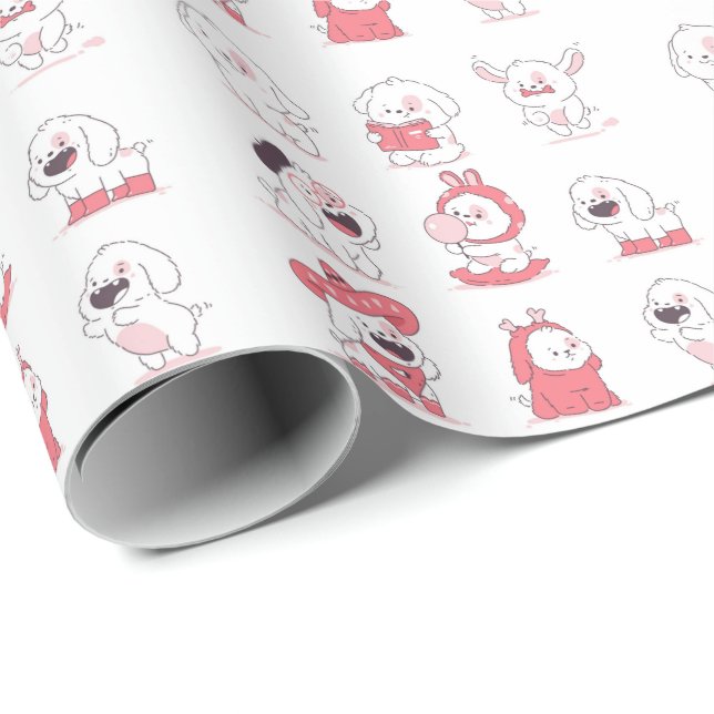  kawaii cute dog  design wrapping paper (Roll Corner)