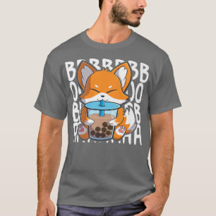 kawaii cute fox drinking boba tea bubble tea for a T-Shirt