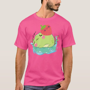 Kawaii Cute Frog With Strawberry Frog Lover T-Shirt