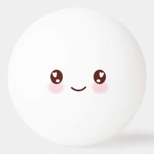 Kawaii Cute Funny Face. Emoji. Emoticon. Ping Pong Ball