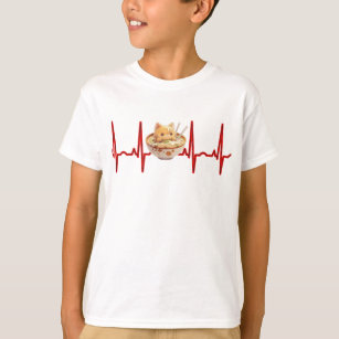 Kawaii Cute Kitten Ramen EKG Heartbeat Otaku Anime T-Shirt