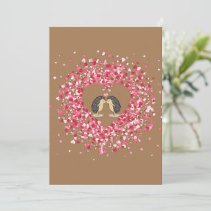  Kawaii Cute Lovely Kissing Hedgehogs Holiday Card